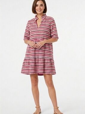 Tuckernuck Pink Chevron Crawford Mini Shift Dress NWT size XXS